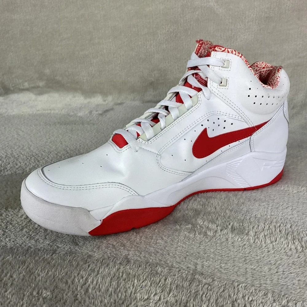 Nike Air Flight Lite II Shoes Mens Size 13 Red White Leather Basketball Sneakers